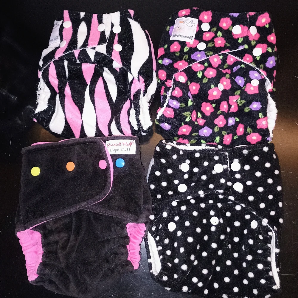 4x Minky Plush Cloth Diapers Set of 4 Minky Plush Cloth Diapers!